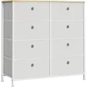Songmics Opbergkast met metalen frame voor woonkamer crèmewit eikenkleur