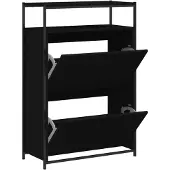 vidaXL Schoenenkast 75x34x112 cm bewerkt hout zwart
