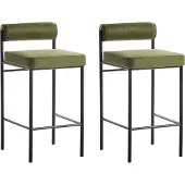 Beliani AMAYA - Barkruk set van 2 - Olijfgroen - Polyester