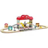 Hape Portable Train Station Set Rood Kinderen