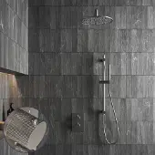 Saniclear Exclusive Curved inbouw regendouche met 20cm hoofddouche, muurarm en glijstang RVS