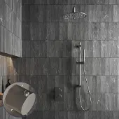 Saniclear Exclusive Stripes inbouw regendouche met 20cm hoofddouche, muurarm en glijstang RVS