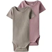 TWO SOON Rompertje/body mokka / oudroze