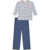 Schiesser Nachtkledij 'Nightwear' blauw denim / oudroze / wit