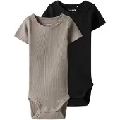 TWO SOON Rompertje/body taupe / zwart