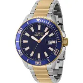 Invicta Pro Diver 46071 Heren Horloge - Quartz Uurwerk - Roestvrij Staal met blauwe Wijzerplaat - 45mm