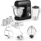 Moulinex Bake Partner QA522810, 4,6 liter, zwart, roestvrij staal, knoppen, draaiknoppen, 1,25 liter, geschikt voor: hakken, mengen, kneden, roeren, roestvrij staal