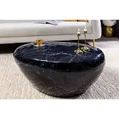 Invicta Handgemaakte salontafel STONE 75cm zwart marmer design metaal - 44853