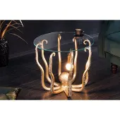 Invicta Ronde bijzettafel WILDLIFE OCTOPUS 50cm goud sculptuur glas - 44567