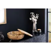 Invicta Handgemaakte Kom PUUR NATUUR 40cm Natuurlijk Mango Hout Rond met Deksel Sieradenblik - 44472