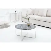 Invicta Exclusieve salontafel NOBLE 65cm grijs echt marmer rond zilver metaal - 38011