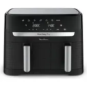 Moulinex Dual Easy Fry EZ9018, heteluchtfriteuse, 8,3 liter, dubbel, zwart, roestvrij staal, bediening via touchscreen, losse onderdelen