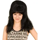 Partyproduct Verkleedpruik Lang Zwart – Retro Look – Party & Carnaval