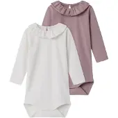 TWO SOON Rompertje/body oudroze / wit