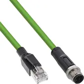 InLine M12 4-pins D-gecodeerd (m) - RJ45 (m) industriële netwerkkabel | CAT5e | PUR | 10 meter
