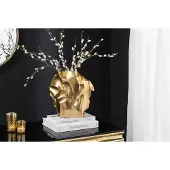 Invicta Handgemaakte vaas LIQUID 30cm goud metaal gehamerd design - 44876