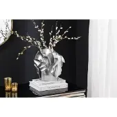 Invicta Handgemaakte vaas LIQUID 30cm zilver metaal gehamerd design - 44877