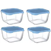 Pasabahce Snowbox 53223 - Vershoudbakjes - Set van 4 - Blauw