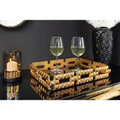Invicta Handgemaakt dienblad VARIATION 40cm zwart goud metaal aluminium glas - 44880
