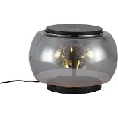 QAZQA Design tafellamp zwart met smoke glas 3-lichts - Bino
