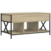 vidaXL Salontafel 100x55x50 cm bewerkt hout en metaal sonoma eiken