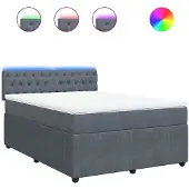 vidaXL Boxspring met matras fluweel donkergrijs 160x200 cm
