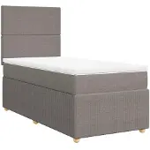 vidaXL Boxspring met matras stof taupe 90x200 cm