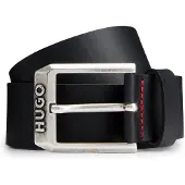 HUGO Leren riem met logogesp Maat 80