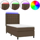 vidaXL Boxspring met matras en LED stof donkerbruin 80x200 cm