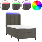vidaXL Boxspring met matras en LED fluweel donkergrijs 90x190 cm
