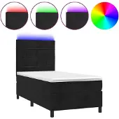 Syfax Boxspring met matras en LED fluweel zwart 90x190 cm