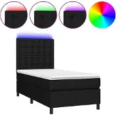 Syfax Boxspring met matras en LED stof zwart 90x200 cm