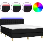 Syfax Boxspring met matras en LED stof zwart 140x200 cm