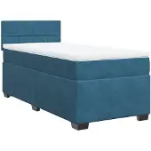 vidaXL Boxspring met matras fluweel donkerblauw 90x200 cm