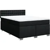 vidaXL Boxspring met matras stof zwart 140x200 cm