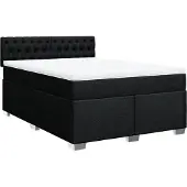 vidaXL Boxspring met matras stof zwart 160x200 cm