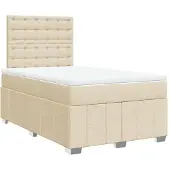vidaXL Boxspring met matras stof crèmekleurig 120x200 cm