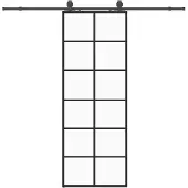 vidaXL Schuifdeur met beslagset 76x205 cm ESG glas zwart