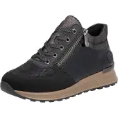 Rieker Sneakers hoog 'Schnürschuh Damen N1407-00 Leder-Mix in schwarz' bruin