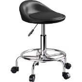 HOMCOM -Rollhocker-Kunstleder, Metall-43L x 43B x 59-75H cm-Schwarz