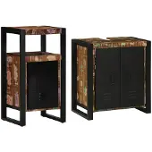 vidaXL Badkamermeubel Set 2 st Veelkleurig en Zwart 55 x 35 x 60 cm