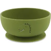 Trixie Kom met zuignap - Mr. Dino - Schaaltje - Kinderservies - Voor baby's vanaf 4 maanden - van Siliconen - Geschikt voor de Vaatwasser