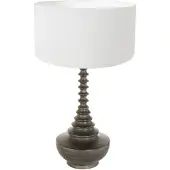 Anne Light & Home Lampenvoet Bois 3760ZW zwart bruin met grof wit linnen kap