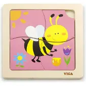 Viga Toys houten legpuzzel bij 15 cm 4 stukjes roze