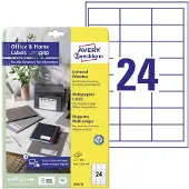 Avery Universele etiketten, 10 vel 64,6 x 33,8 mm, wit, All printer types, Inkjetprinter, Laserprinter, Kleurenlaser printer, Ko - 2 stuks