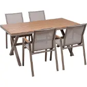 Beliani TIANO - Tuintafelset-Grijs-Aluminium