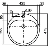 Alape EW3 inbouwwastafel 47.5cm geglazuurd staal met overloop wit