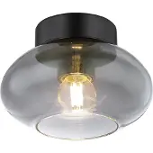 Globo Plafondlamp SHAUN ø18CM E27 Matt zwart 1-Lichts Smoked
