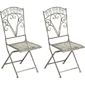 Beliani NURRA - Set van 2 tuinstoelen - Grijs - IJzer