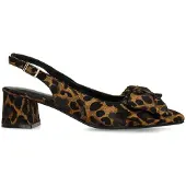 Manfield Zwarte leopard slingbacks met strik | Maat 38